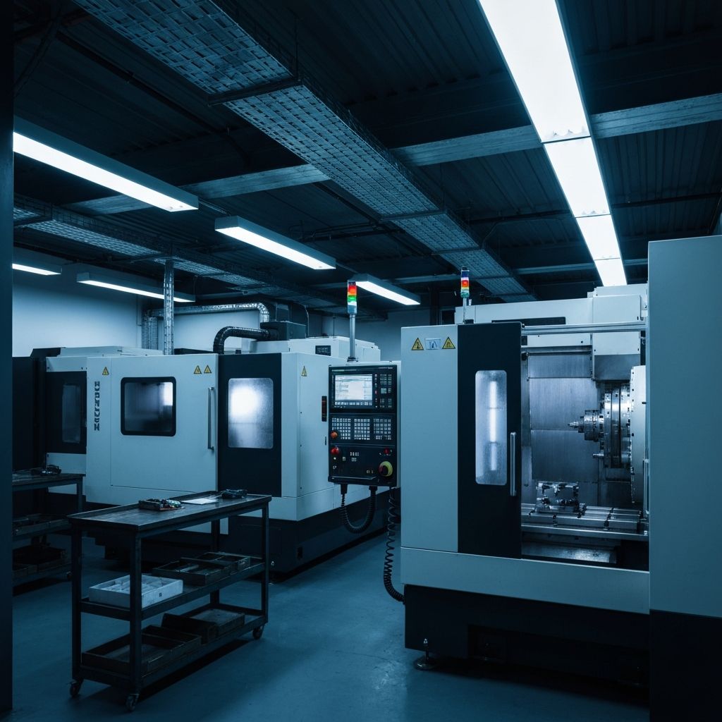 Modern CNC machine shop with precision equipment